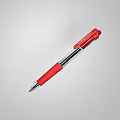 Red Retractable Ballpoint Pen With Plastic Body And Metal Clip For Smooth Writing