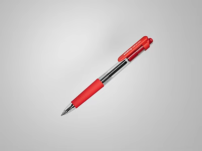 Red Retractable Ballpoint Pen With Plastic Body And Metal Clip For Smooth Writing 3d model