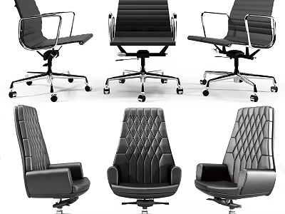Black Office Chair With Modern Design Swivel Base And Diamond Tufted Backrest 3d model