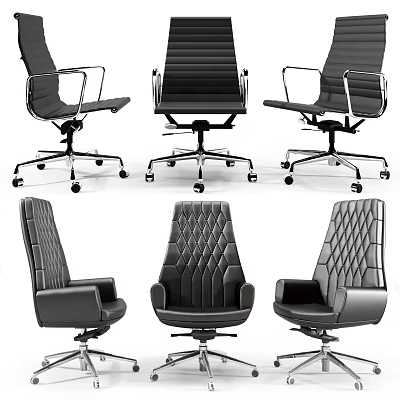 Black Office Chair With Modern Design Swivel Base And Diamond Tufted Backrest 3d model