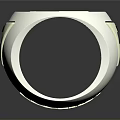 Silver Metallic Ring With Black Inlay And Geometric Symbol Patterns