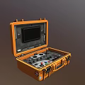 Orange Portable Hardware Tool Case With Control Knobs Buttons And Screen 3d model
