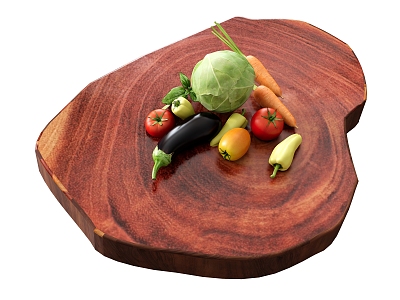 fruit vegetable cabbage eggplant pepper tomato cutting board 3d model