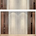 Modern Accent Wall Design With Vertical Stripes Wooden Frames And Soft Lighting Effects 3d model
