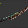 Ornate Bronze Blade With Green Accents And Intricate Handle Design Details