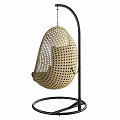 Cozy Rattan Woven Hanging Leisure Chair With Brown Comfortable Cushions