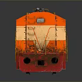 Red and Yellow Model Train Locomotive with Metal Surface and Detailed Design