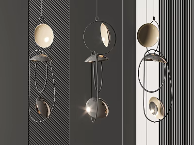 Modern Chandelier Design With Geometric Metal Frames And Spherical Glass Shades 3d model