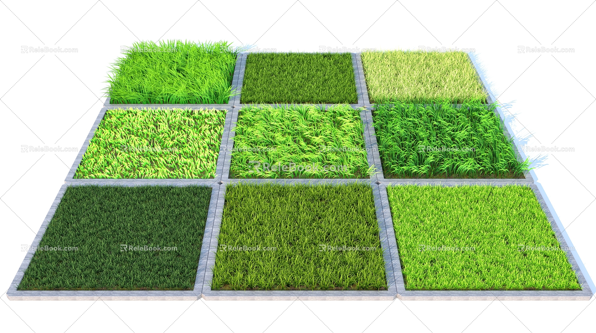 lawn green grass park grassland weed heap 3d model