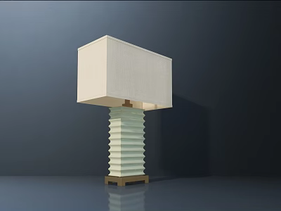 Modern Minimalist Table Lamp with Square Linen Shade and Layered Column Base 3d model