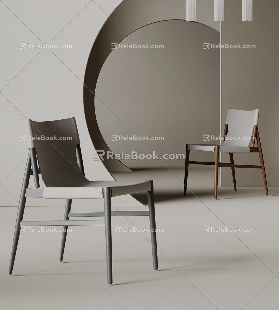 GUBI Modern Dining Chair Fabric Dining Chair 3d model