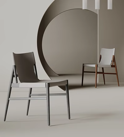 Modern Minimalist Dining Chairs With Sleek Backrest And Wooden Leg Design 3d model
