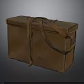 Vintage Brown Leather Suitcase With Straps And Handle On Dark Background