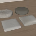 Light And Dark Gray Round Square Soft Fabric Seat Cushions On Wooden Floor