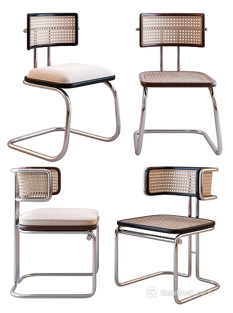 Contemporary Accent Chairs Featuring Metal Frames Woven Details And Plush Upholstered Seats In Various Styles 3d model 