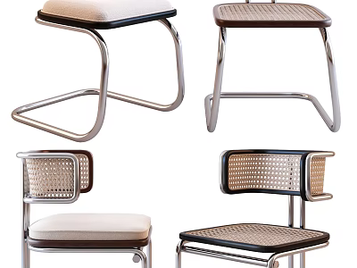 Contemporary Accent Chairs Featuring Metal Frames Woven Details And Plush Upholstered Seats In Various Styles 3d model