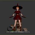 Modern Game Character Female Elf Cartoon Witch Magic Witch Magic Girl 3d model