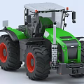 Green Agricultural Tractor With Modern Design Large Tires And Red Rims