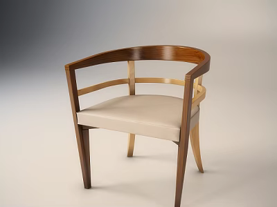 Modern Accent Chair With Curved Wooden Armrests And Light Padded Seat 3d model