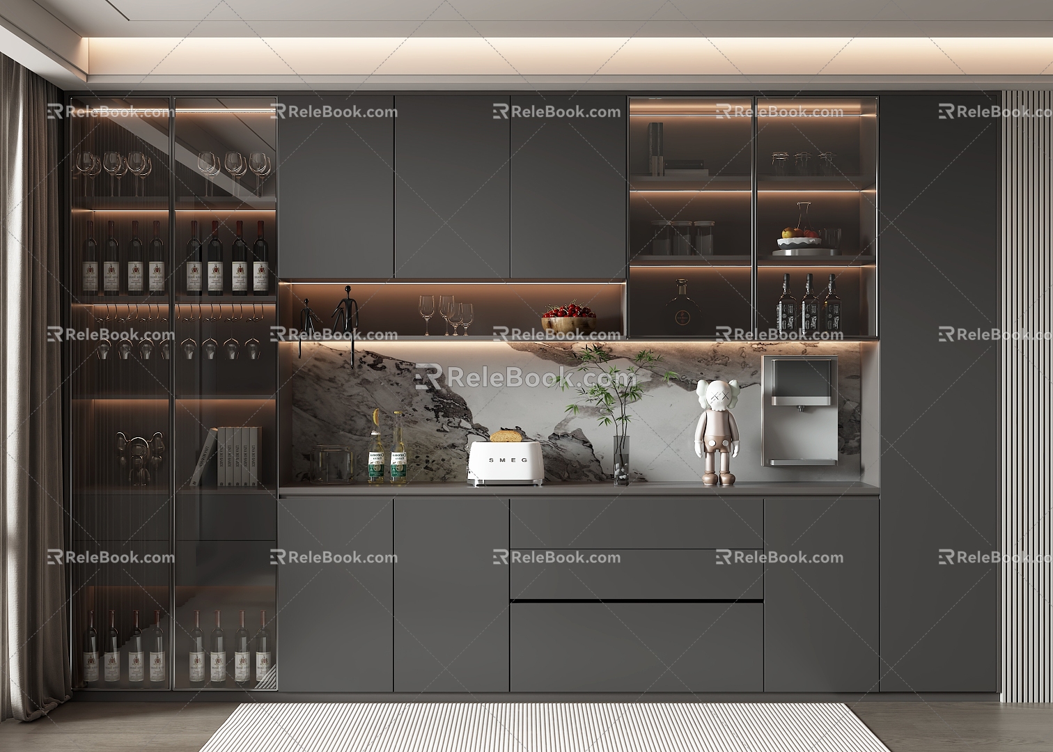 Light Luxury Wine Cabinet 3d model