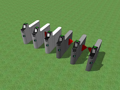 Row of Modern Public Facility Turnstiles with Security Access Entry Exit Control 3d model