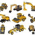 Diverse Construction Vehicles Collection Featuring Excavators Bulldozers Road Rollers And Loaders