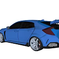 Blue Honda Civic Type R Sporty With Alloy Wheels Rear Spoiler And Aggressive Front Design