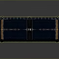 Futuristic Tactical Weapon With Modular Metallic Structure Blue Black Finish And Yellow Warning Accents