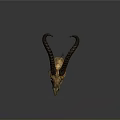 Detailed Antelope Skull Sculpture Carving With Curved Horns And Natural Texture