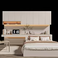 Modern Minimalist Single Bed Bedroom Interior With White Cabinets Desk Clock Vase And Books