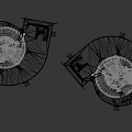 Black Industrial Equipment With Round Base Motor Units Wires And Metal Brackets