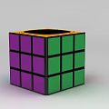 Tech Exhibition Hall Featuring Colorful Rubik's Cube With Purple Green Panels