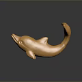 Shiny Golden Dolphin Movie Character Sculpture With Glossy Reflective Surface Details
