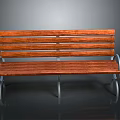 Contemporary Wooden Bench With Slatted Backrest And Sturdy Metal Legs For Indoor Outdoor Spaces