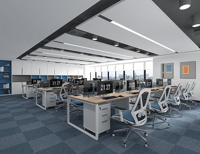 modern public office area office area 3d model