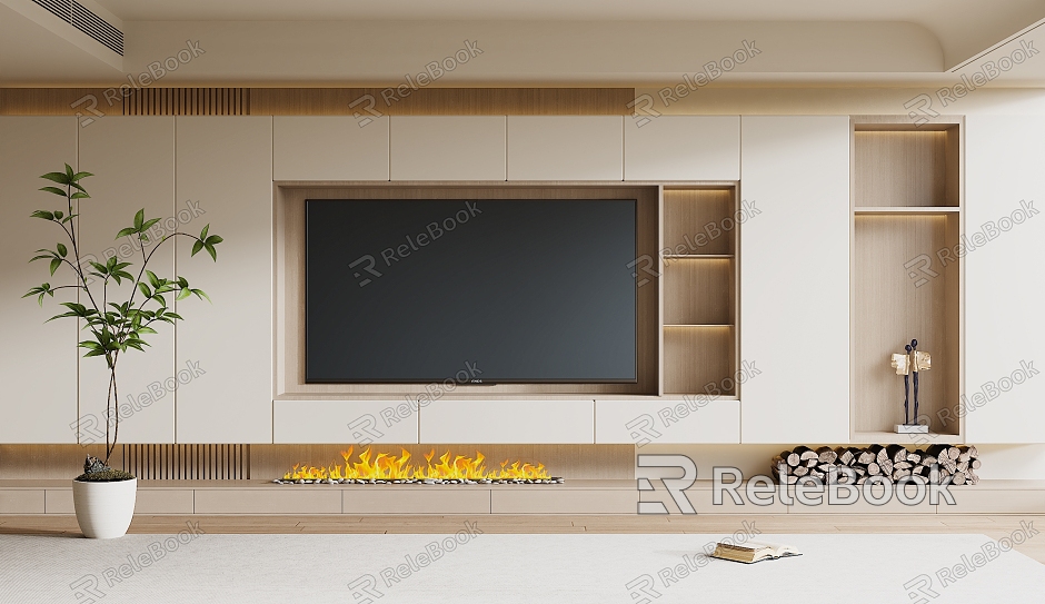 Modern TV Background Wall Cream Style TV Background Wall TV Cabinet TV model