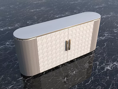 Modern Elegant Shoe Cabinet With Quilted Pattern White Surface And Metal Handles 3d model