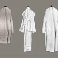 Hooks Hanging Beige White And Light Gray Robes On Light Gray Wall