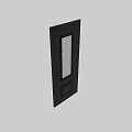 Modern Black Hinged Door With Glass Panel Decorative Grill And Metal Handle