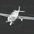 Small White Airplane With Green Stripes Single Engine Fixed Wing