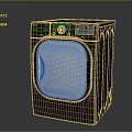 Sleek Modern Dark Washing Machine Featuring Transparent Door And Digital Control Panel