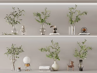 Modern Vase Flower Green Plant Ornaments Floral Ornaments 3d model