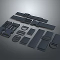 Assorted Black Hardware Accessories Including Buckles Straps Plastic Metal Component Parts
