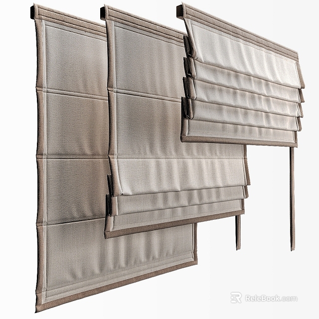 Modern Roman Blinds with Pleated Fabric Design for Home Window Treatment 3d model 