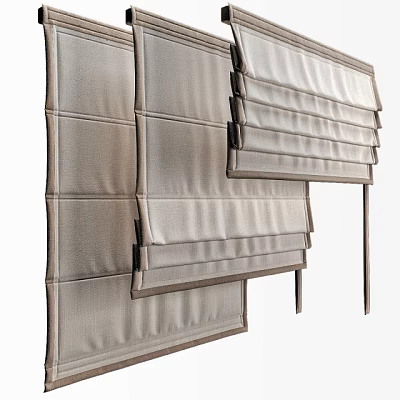 Modern Roman Blinds with Pleated Fabric Design for Home Window Treatment 3d model