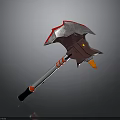 Decorative Spiked Axe Design With Red White Head And Silver Red Black Handle