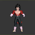 3D Model of Muscular Saiyan Character Vegeta with Red Top Green Pants and Tail