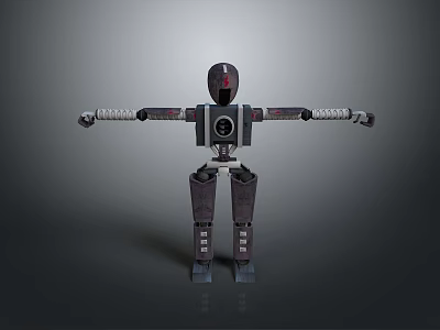 3D Sci Fi Mechanical Robot Character With Extended Arms And Camera Torso Design 3d model