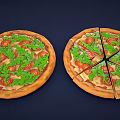 Fresh Italian Pizza with Tomato and Arugula Toppings Whole and Sliced with Extra Piece