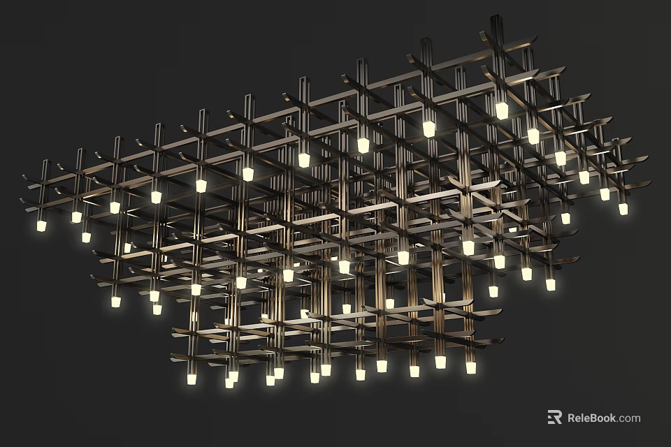 Inflatable Hanging Decoration With Grid Structure And Bright LED Lights 3d model 